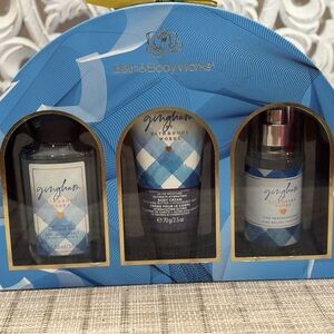 Bath & Body Works Gingham Blue Gift Set In Original packaging.
